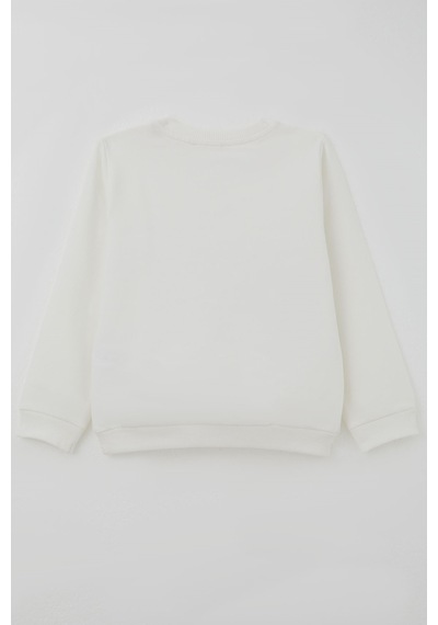 Breeze Kız Çocuk Sweatshirt Dostluk Temalı Sevimli Hayvancıklar Baskılı 1.5-5 Yaş , Ekru