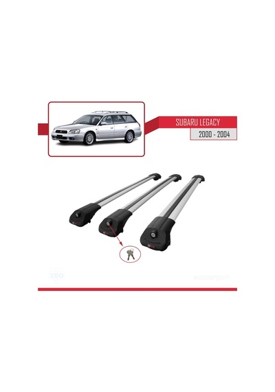 Subaru Legacy 2000-2004 Arası İle Uyumlu Ace-1 Ara Atkı Tavan Barı Gri 3 Adet Bar
