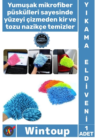 Eldiven Yumuşak Püsküllü Çizmez Yüksek Emiş Güçlü Boya Koruyucu Mikrofiber Araç Yıkama Eldiveni