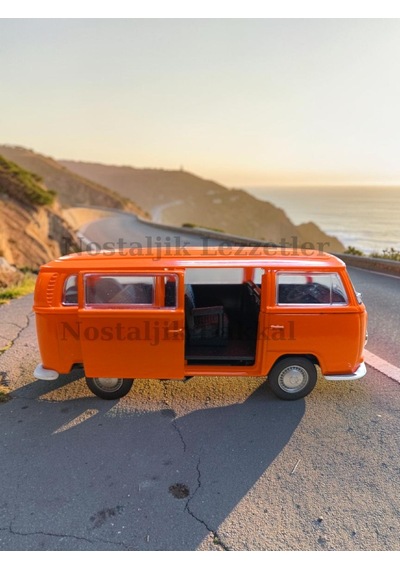 Nostaljik Turuncu Volkswagen Type 2 1/32 Ölçek Metal Çek Bırak Kapılar Açılır Model Araba Çok Renkli