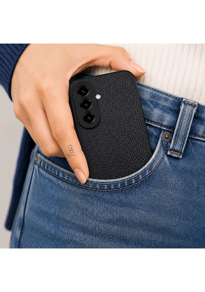 Samsung Galaxy A27 Uyumlu Deri Dokulu Yumuşak Silikon Telefon Kılıfı Kapak Siyah