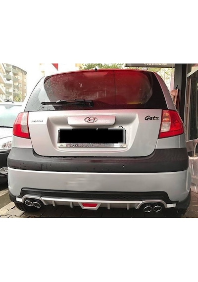Hyundai Getz Uyumlu Siyah Difüzör Difizör Yuvarlak Egzoz Görünüm Kulaklı Tip