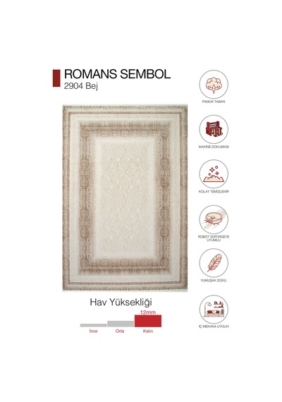 Sembol 2904 Bej Vizon Modern Çerçeveli Salon Halısı