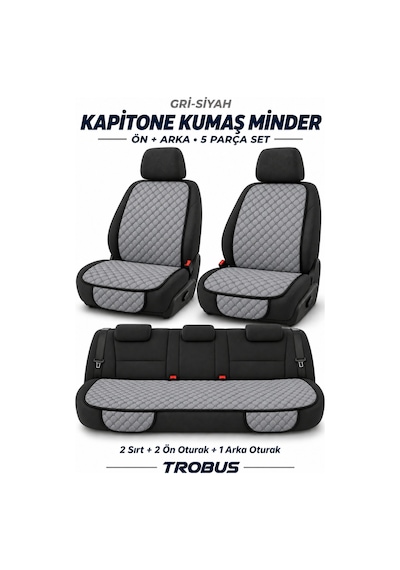 Trobus Fiat Egea Bütün 2015+ Kapitone Minder 5'li Gri Siyah