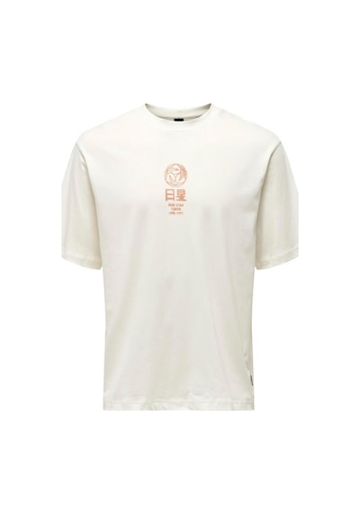 Only & Sons Erkek Onsmalık Lıfe Rlx Ss Tee Tr Relax Fit Kısa Kollu Tişört Ekru