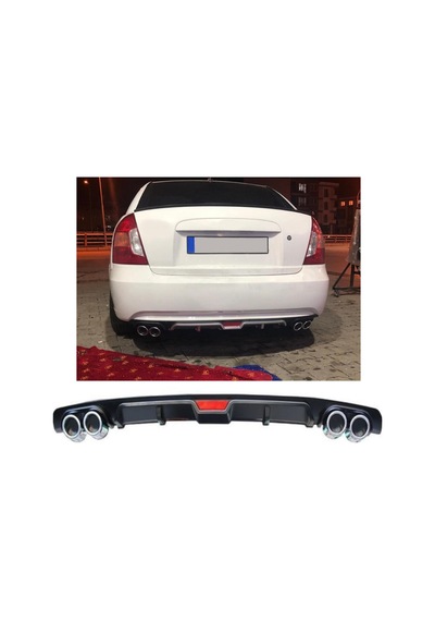 Hyundai Accent Era Uyumlu Body Kit Difüzör 4 Çıkış Siyah Yuvarlak