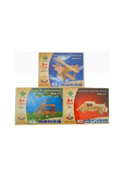 3 Adet 69 Parça Ahşap Puzzle Oyuncak Ahşap 3D Ahşap Maket Yapboz