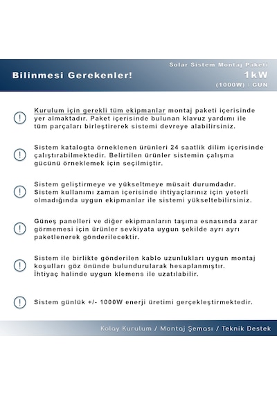 Matech 1 kW Solar Paket Sistem (1000W/Gün)