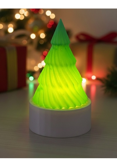 Yılbaşı Ağacı Tealight'lı Dekoratif Süs 3'lü Set - 3d Baskı Pla Malzeme