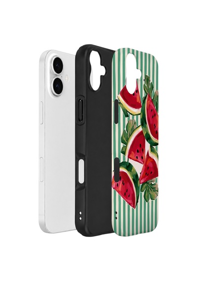Apple iPhone Uyumlu 16 Vorian Çift Katmanlı Kılıf Watermelon Cabana