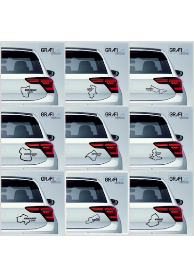Harita Yarış Pisti Görünüm Sticker 2'Li Paket - 81 Il Parlak Siyah