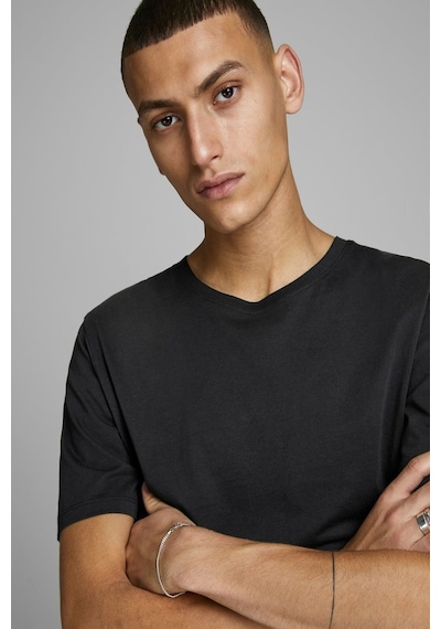 Jack & Jones Jack Jones Erkek Bisiklet Yaka Tişört 12156101 Siyah