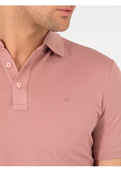 Pudra Polo Yaka Slim Fit Basic Merserize T-shirt Pembe