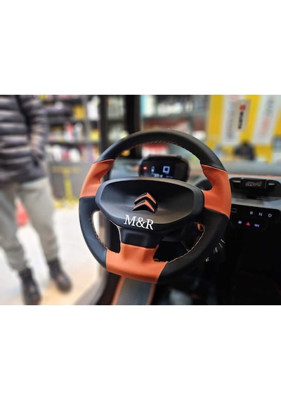 Citroen Ami Kaplama Deri Direksiyon Kılıfı Siyah