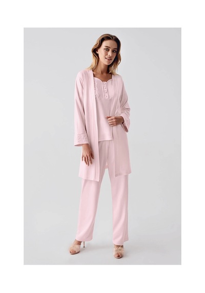 Moda Dua Freshness 321 Kadın Sabahlıklı Pijama Takımı PEMBE