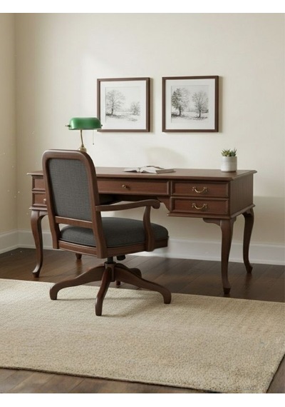 Throne Fransız Still Çekmeceli Ahşap Çalışma Masası 75x140 Ceviz