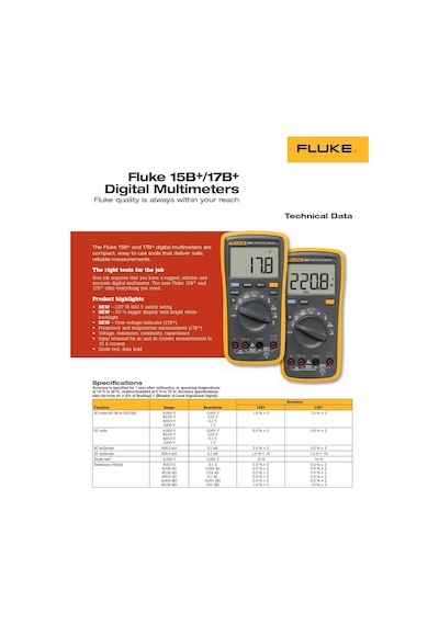 Fluke 17b+ Ac Dc Multimetre