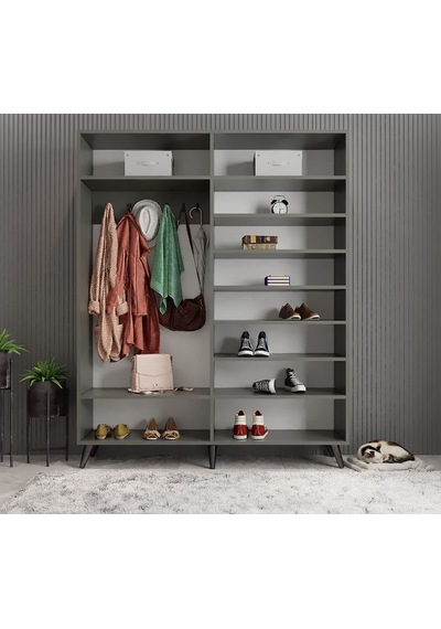 Sedef Portmanto Vestiyer Ayakkabılık Füme 160cm