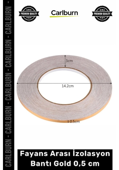 Bant 0.50cm Genişlik 50 Metre Uzunluk Parlak Kendinden Yapışkanlı Karo Dekoratif Şerit Zemin Gold F