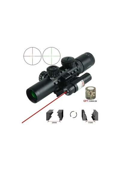 3-9x26 Çift Işıklı Ayarlanır Zoomlu Nişangah Hedefleyici Tfek Dürbünü - Kendinden Sabit Ayaklı Avcı Dürbünü Siyah