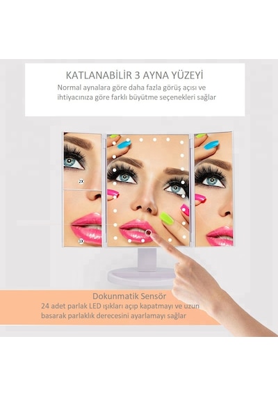 Land Of Myth 24 Led Işıklı Makyaj Aynası Zoomlu Beyaz