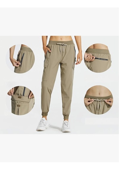 Kadın Quich Dry Hiking Athletic Joggers Doğa Yürüyüşü Günlük Pantolon 001 Bej
