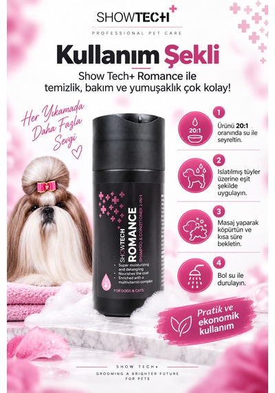 Showtech Romance 2 Si 1 Arada Kedi Köpek Şampuanı Ve Tüy Kremi 100 Ml - 20:1 Konsantre