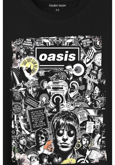 Oasis Rock Music Baskılı Tişört Unisex T-shirt 001