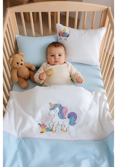 Dolly Mint Punch Nakışlı %100 Pamuklu Bebek Nevresim Takımı Çok Renkli
