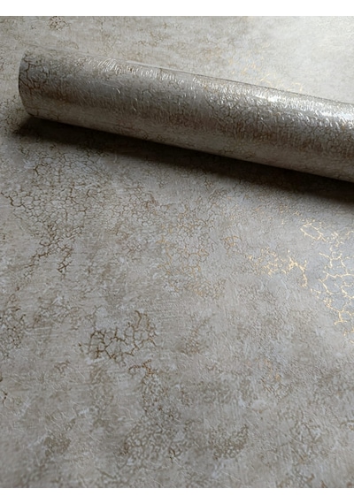 Krem Üzerine Gold Sade Desenli Duvar Kağıdı 5m2