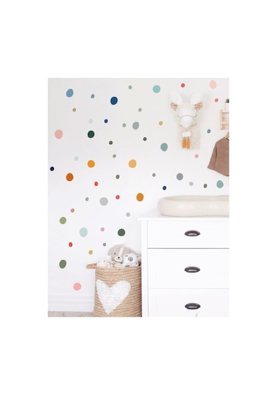 Pastel Renk Dağınık Puantiyeler Duvar Sticker Seti