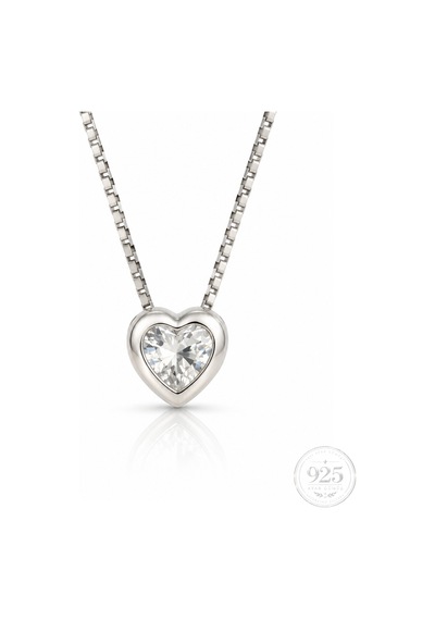 Servi 925 Ayar Gümüş Crystal Heart Tektaş Kalp Kolye-507