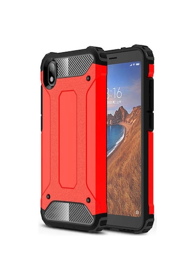 Kilifone - Xiaomi Uyumlu Redmi 7a - Kılıf Çift Katman Zırh Tank Crash Military Kapak - Kırmızı