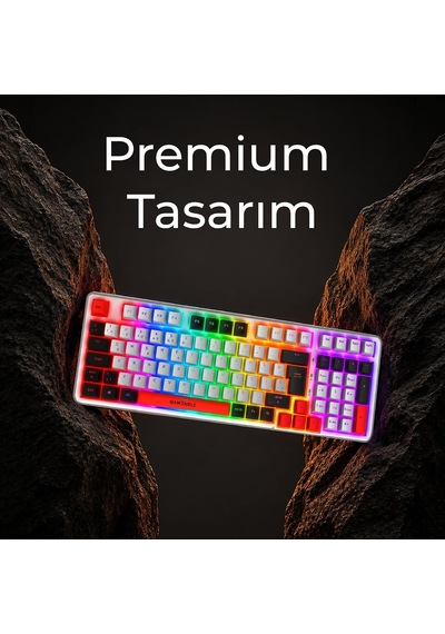Troya Mix Rgb Mekanik Oyuncu Klavyesi, Kablosuz 3 Mod, Red Switch, Full Anti-ghosting, 4000 Mah, Türkçe Q, Numpad Kar
