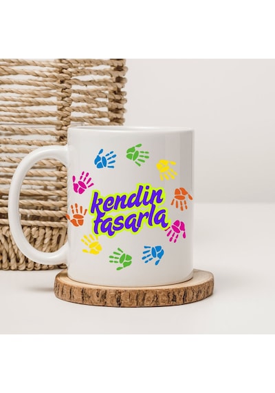 Kişiye Özel Baskılı Kupa Bardak Kendin Tasarla Beyaz