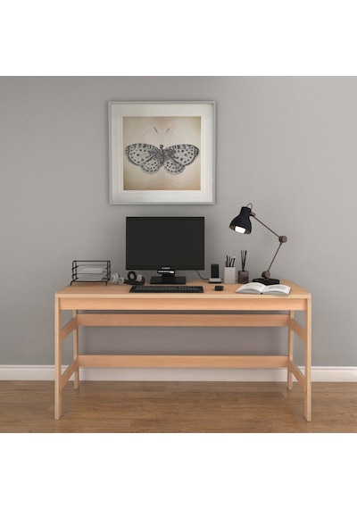 Woodesk Bohem, Ahşap, Masa Ve Köşe Kitaplık Takımı, Natural Renk Naturel