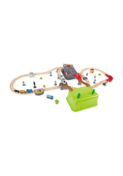 Railway Construction Set Ahşap Yük Treni Ve Depolama Kutusu 3 Yaş Ve Üzeri