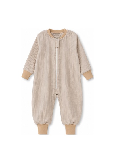 Babyhola Çocuk Uyku Tulumu 1-8 Yaş Unisex Uzun Kollu 1 Tog %100 Pamuk Müslin 2706 Bej