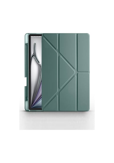 Apple Uyumlu iPad Air 13 Inç 2024 M2 Kılıf Kalem Şarj Bölmeli Stadlı Uyku Modlu Arkası Silikon Akıllı Case Kılıf