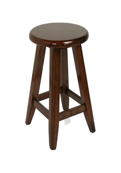 Yuvarlak Ceviz Tabure 45 Cm