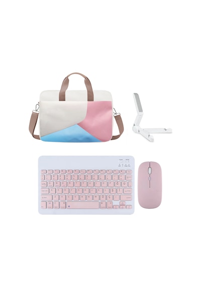 Samsung Tab A9 Sm-x110 Uyumlu Çanta+pembe Bt Klavye+mouse+stand Al4233
