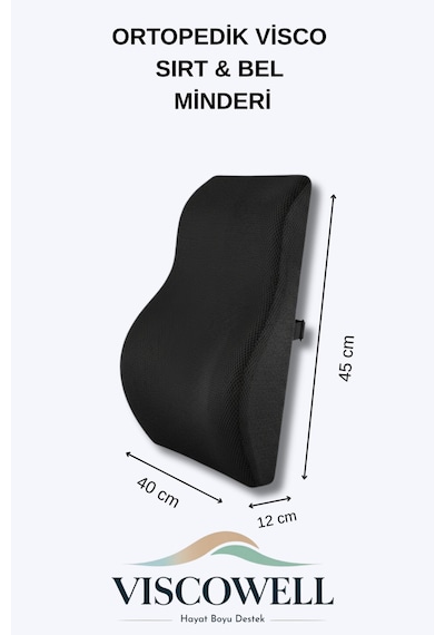 Visco Bel Destek Visco Minderi Sırt Bel Ağrı Yastığı Ortopedik Minder Pembe