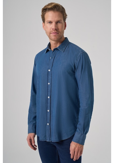 Morven Erkek İndigo Trend Dynamic Fit Denim Gömlek 26ms004001308 İndigo