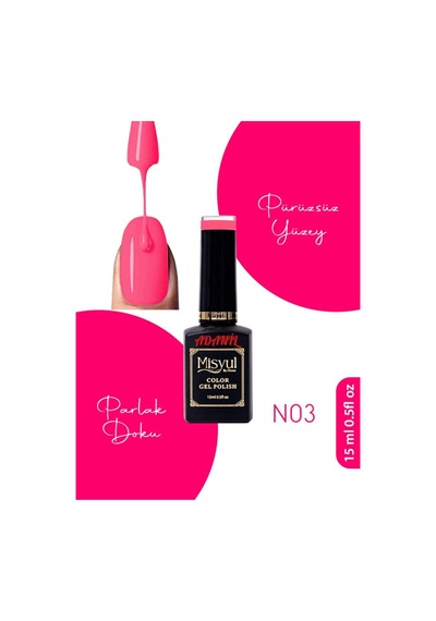 Adanil 15 ML Misyul Profesyonel Kalıcı Oje Neon Şeker Pembe No:N03