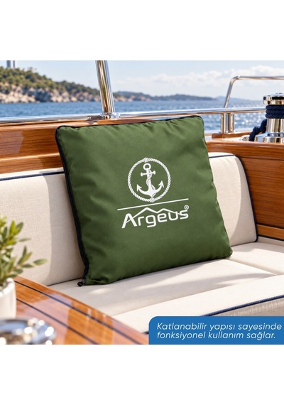 Tekne Yat Marin Kırlent - Katlanır Battaniye Ve Minder - Argeus - Çapa - Yeşil Çok Renkli