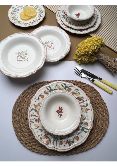 Tabak Evi Fulya Food Garden Porselen Yemek Takımı 6 Kişilik 24 Pa