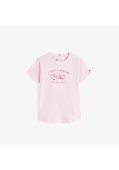 Tommy Hilfiger Metallic Script Çocuk Lacivert T-shirt Kg0kg08636 Pembe