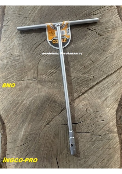 İngco Pro T Tipi 8 Lokma Anahtarı 8n0 Uzun Lokma Derin Somun Sıkma Anahtar 30cm