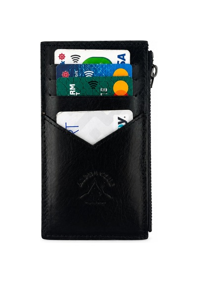 Alphaclub Bag Erkek Hakiki Deri Fermuarlı Kartlık Cüzdan Bozuk Para Bölmeli İnce Tasarım Siyah