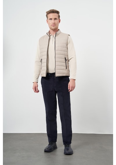 İmza Taş Rengi Kapitone Dik Yaka Düz Garnisiz-biyesiz Slim Fit Yelek 1009245151 Taş Rengi